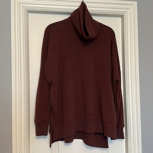 Aerie Oversized Turtleneck Terry Fleece Burgundy Sweatshirt